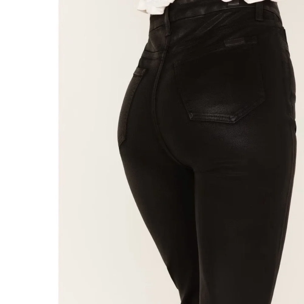 7 For All Mankind Womens jeans High Rise Coated Slim Bootcut Black Size 24 x 34